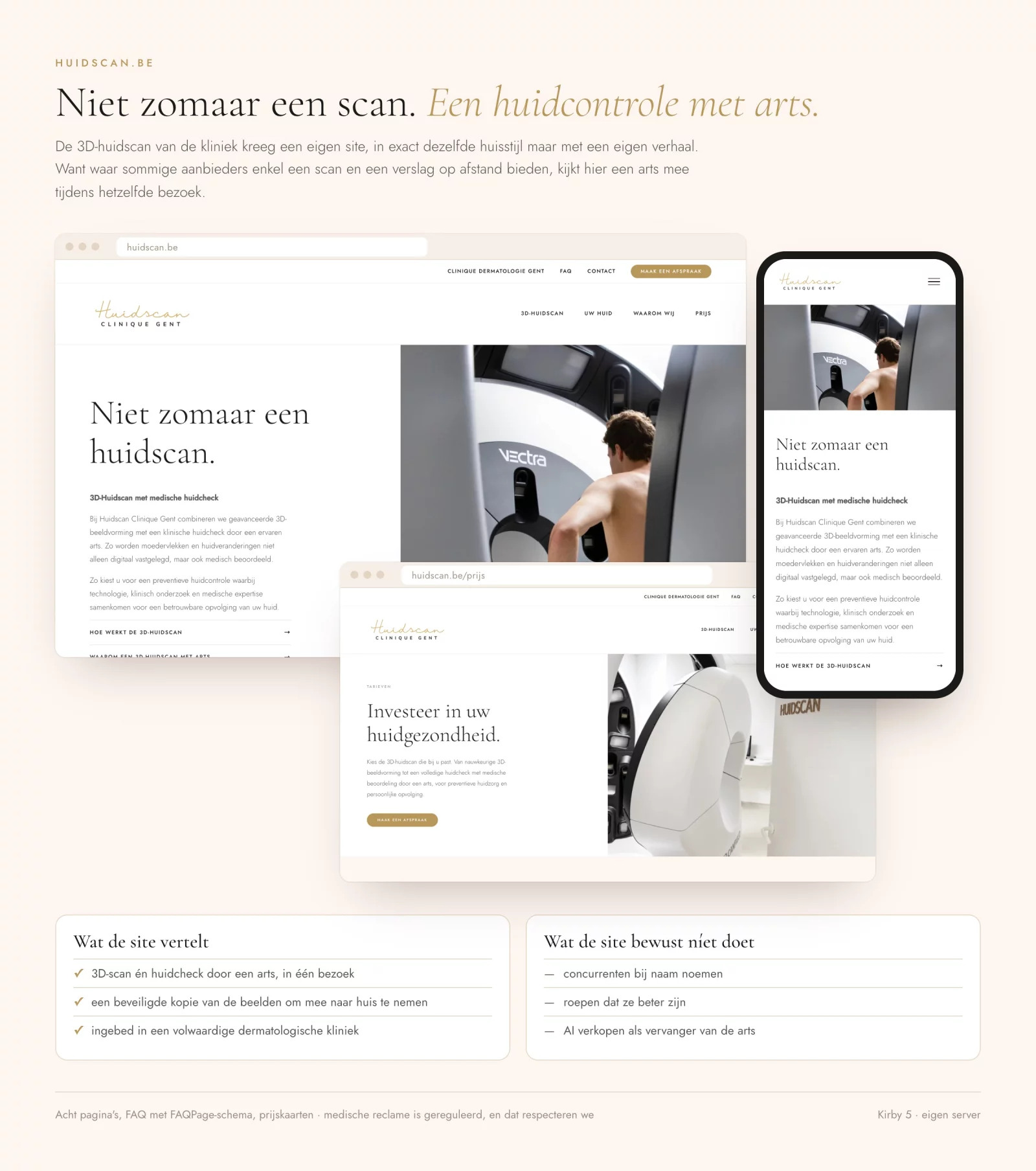 De website huidscan.be op desktop en gsm