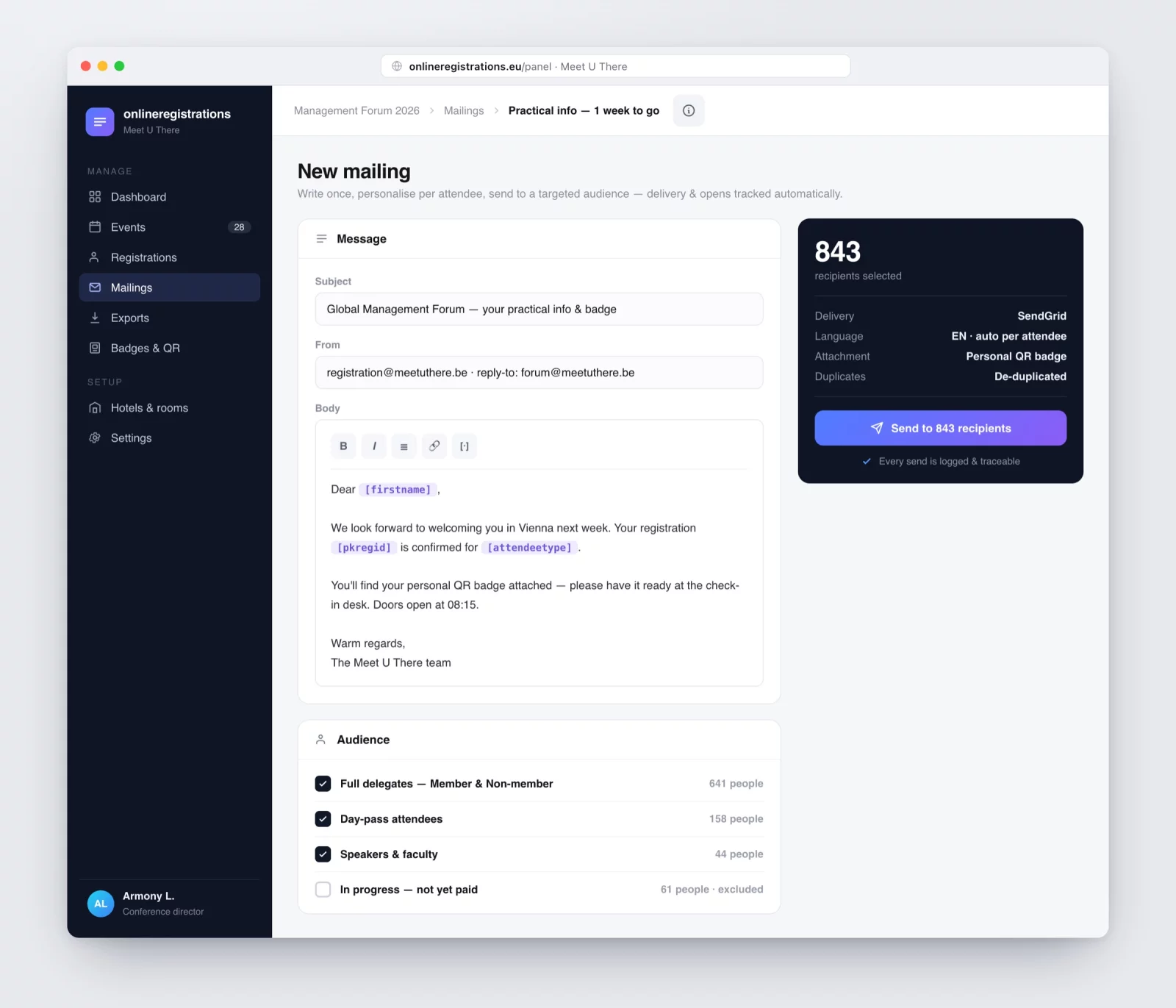 Panel: a targeted mailing