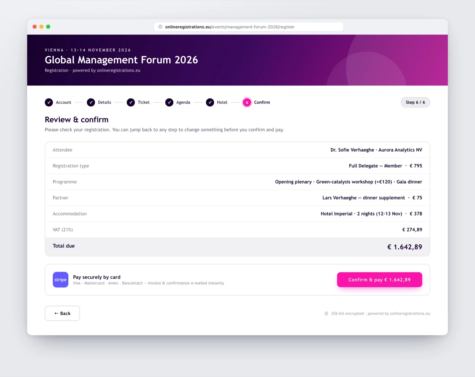Summary and payment