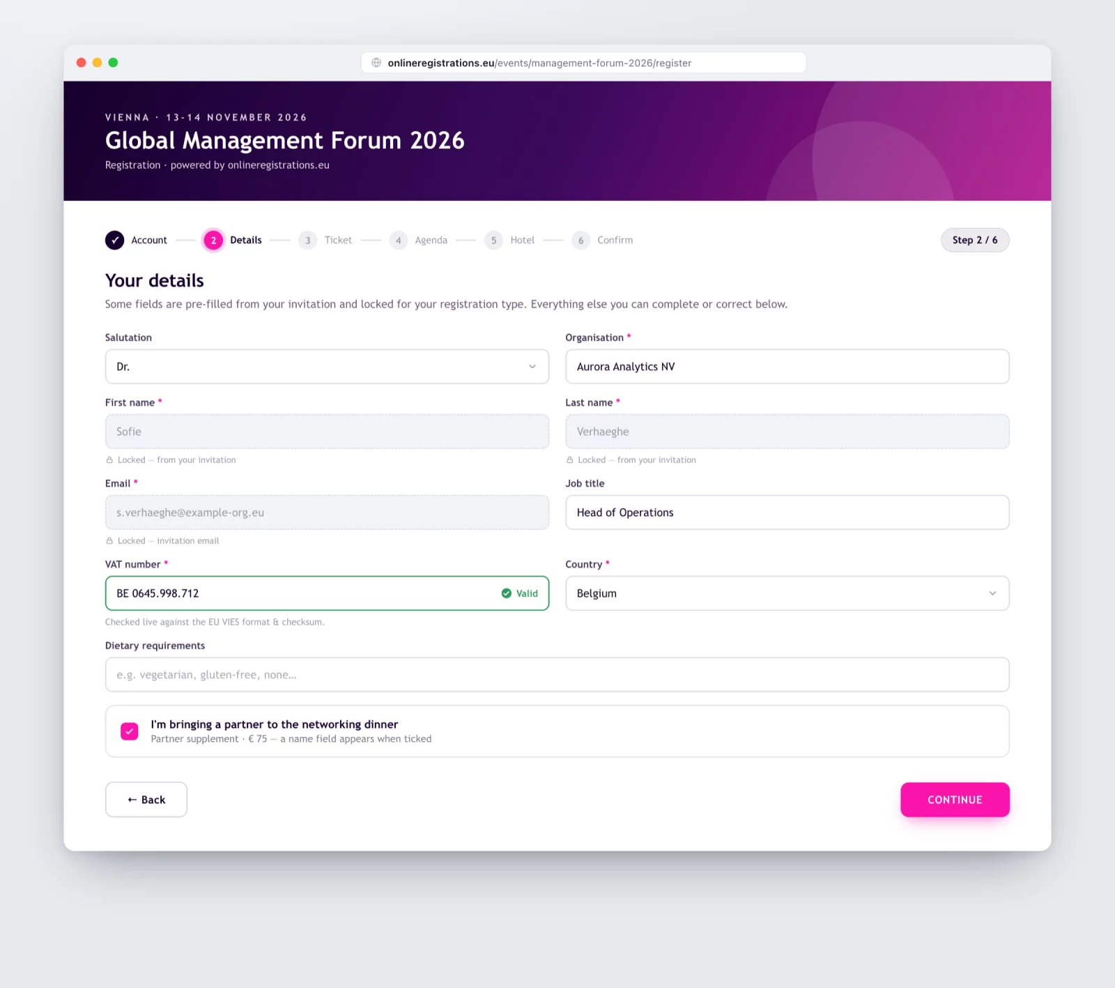 Smart form step: personal details