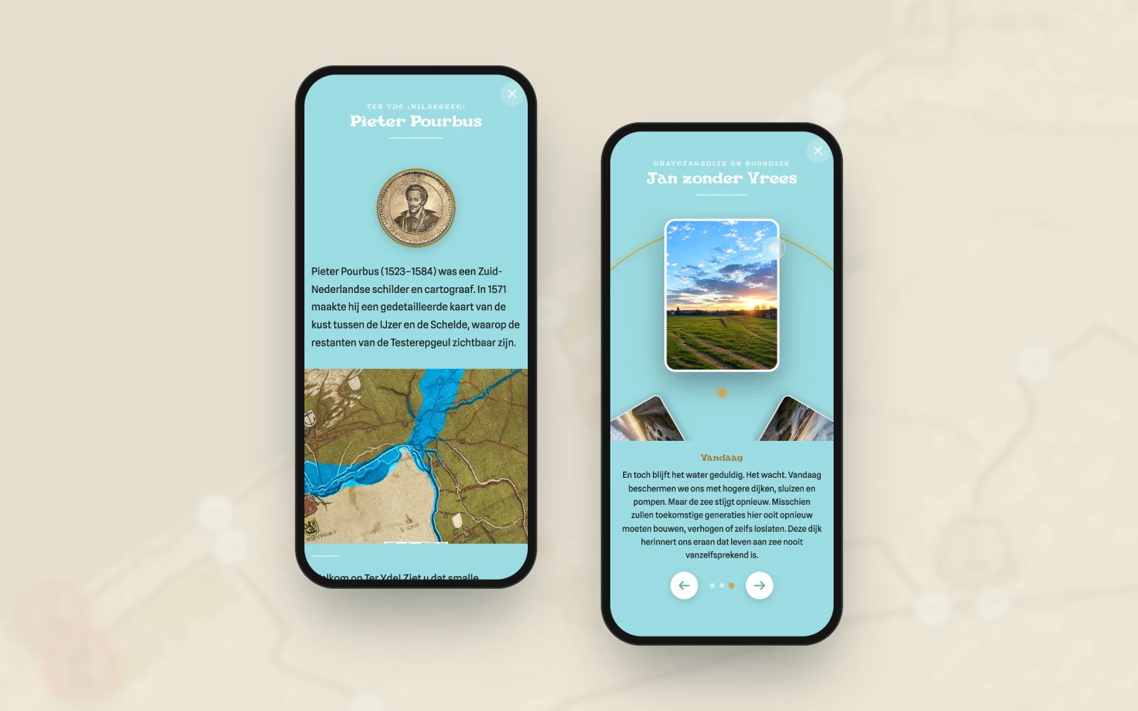 Twee telefoons: het verhaal van cartograaf Pieter Pourbus met een oude kaart, en de viewmaster van Jan zonder Vrees