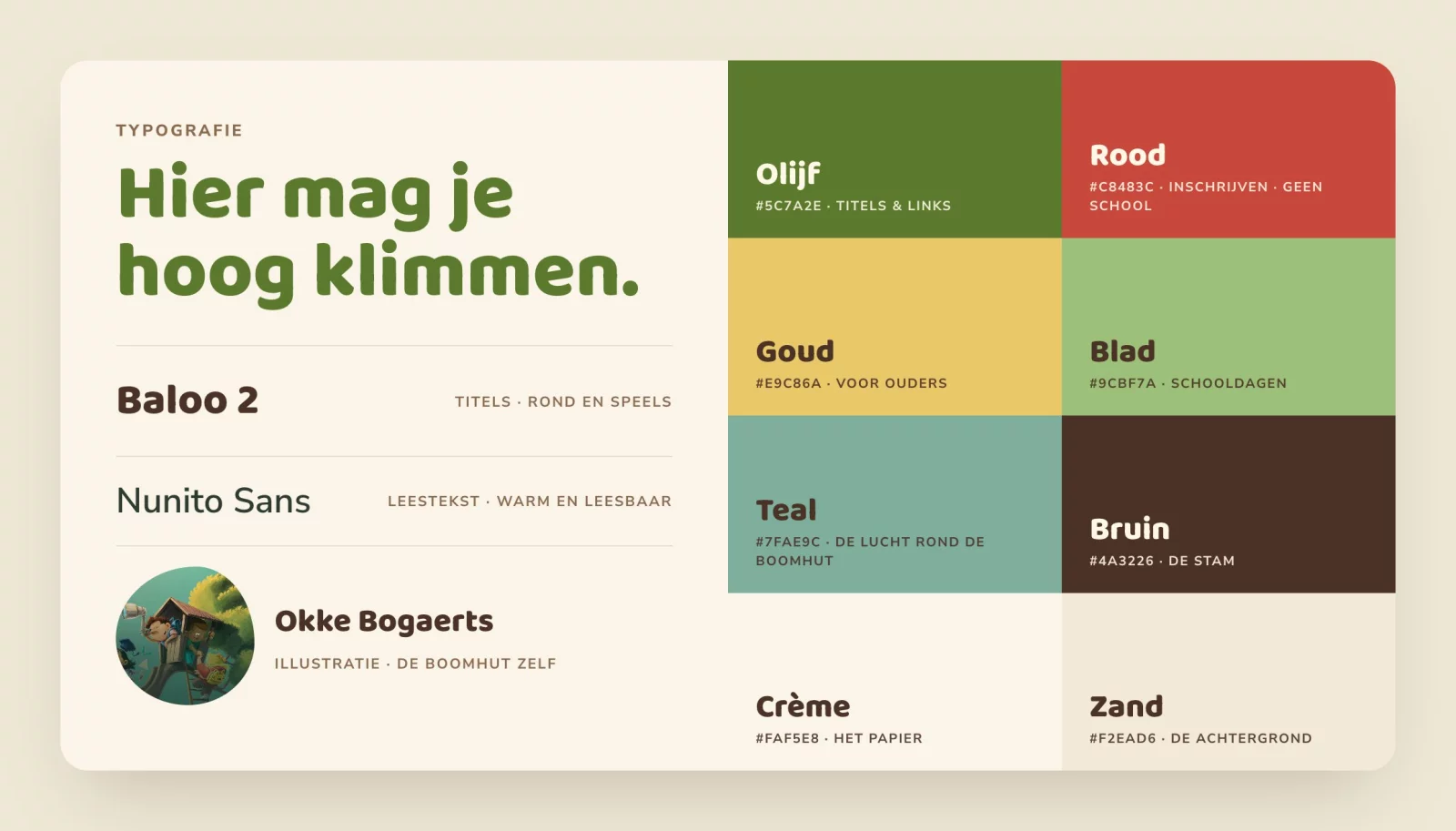 Typography and colour palette of deboomhutgent.be