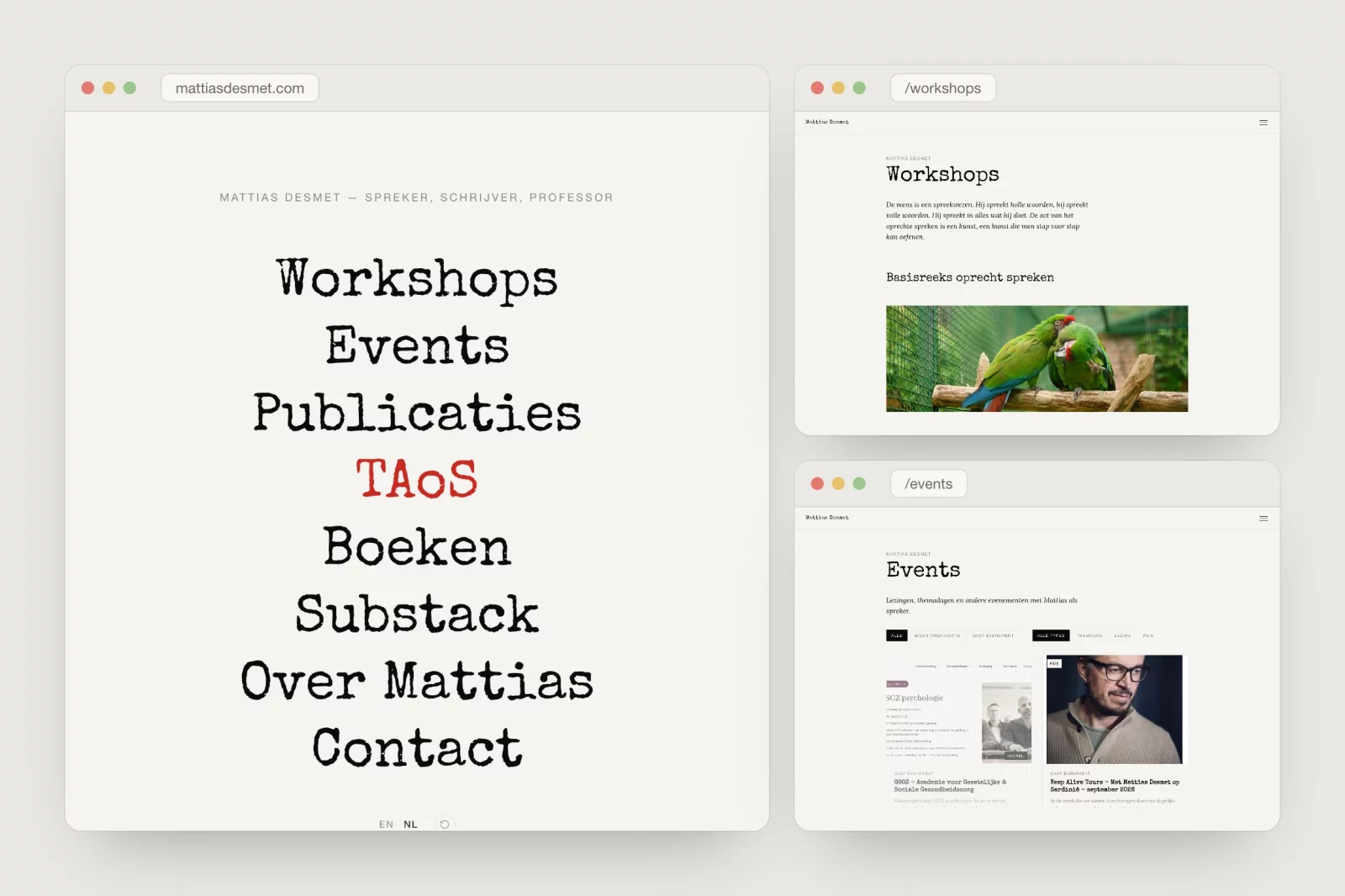 Homepage, workshops and events on mattiasdesmet.com