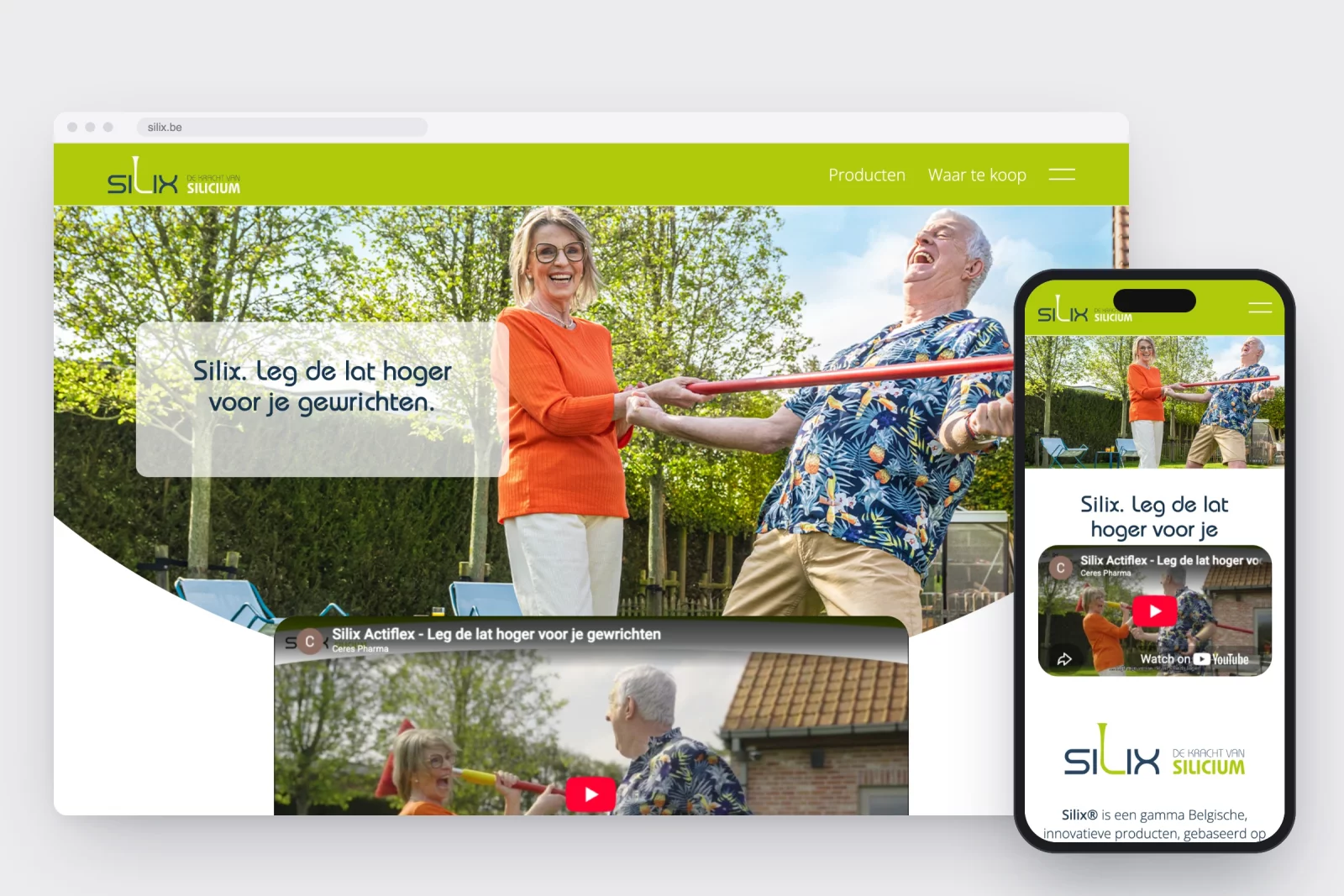 The silix.be homepage on desktop and on a phone